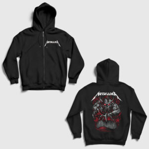 Demon Muzik Metallica Sırt Baskılı Fermuarlı Kapşonlu Sweatshirt siyah