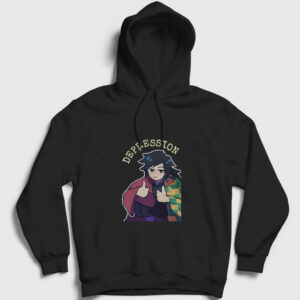 Depression Giyu Tomioka Anime Demon Slayer Kimetsu No Yaiba Kapşonlu Sweatshirt