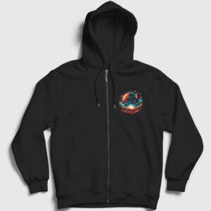 Desert Space View Uzay Fermuarlı Kapşonlu Sweatshirt siyah