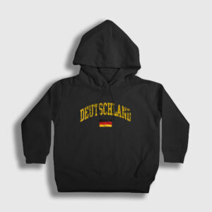 Deutschland Almanya Bayrağı Çocuk Kapşonlu Sweatshirt siyah