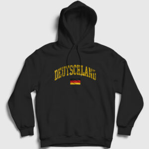 Deutschland Almanya Bayrağı Kapşonlu Sweatshirt siyah