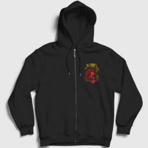 Devil V2 In Flames Fermuarlı Kapşonlu Sweatshirt siyah