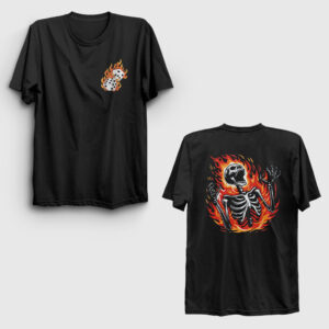 Dices Havalı Burning Skeleton Sırt Baskılı Tişört siyah