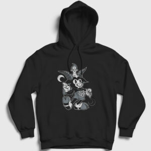 Do Walt Thou Wilt Cartoon Baphomet Kapşonlu Sweatshirt siyah