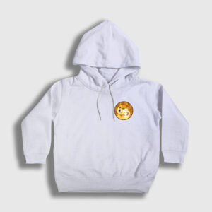 Dogecoin Bitcoin Çocuk Kapşonlu Sweatshirt beyaz