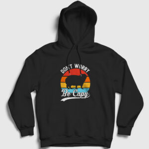 Don't Worry Be Capy Capybara Kapşonlu Sweatshirt siyah