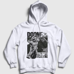 Doom Slayer Doom The Dark Ages Kapşonlu Sweatshirt beyaz