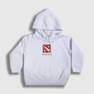 Dota 2 Logo Oyun Çocuk Kapşonlu Sweatshirt beyaz