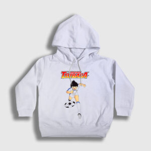 Dribbler Futbol Anime Kaptan Captain Tsubasa Çocuk Kapşonlu Sweatshirt beyaz