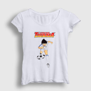 Dribbler Futbol Anime Kaptan Captain Tsubasa Kadın Tişört beyaz