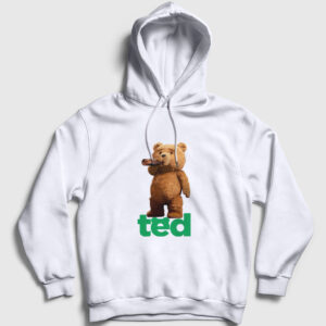 Drink Ayı Teddy Bear Kapşonlu Sweatshirt beyaz