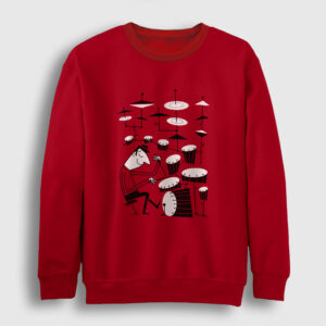 Drums Baterist Hediye Müzisyen Musician Sweatshirt kırmızı