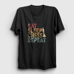 Eat Sleep Chess Repeat Satranç Tişört siyah