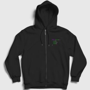 Eat Sleep Code Repeat Developer Yazılımcı Fermuarlı Kapşonlu Sweatshirt siyah