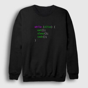 Eat Sleep Code Repeat Developer Yazılımcı Sweatshirt siyah