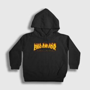 Endeavor Anime Boku No Hero Academia Çocuk Kapşonlu Sweatshirt siyah