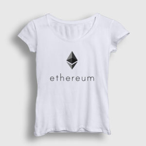 Ethereum Bitcoin Kadın Tişört beyaz