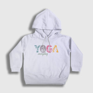 Everyday Meditasyon Hediye Yoga Çocuk Kapşonlu Sweatshirt beyaz