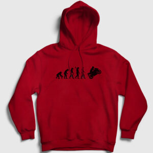 Evolution Evrim Motorsiklet Yarış Motoru Kapşonlu Sweatshirt kırmızı