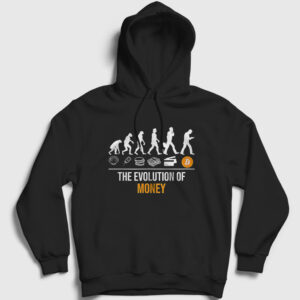 Evolution of Money Bitcoin Kapşonlu Sweatshirt siyah