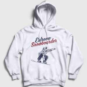 Extreme Snowboarder Hediye Kayak Kapşonlu Sweatshirt beyaz