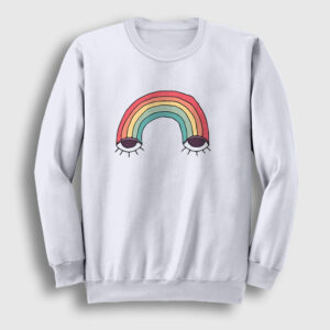 Eyes Rainbow Gökkuşağı Sweatshirt beyaz