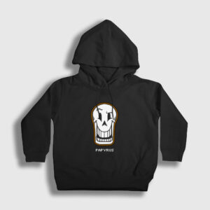 Face Papyrus Undertale Çocuk Kapşonlu Sweatshirt siyah