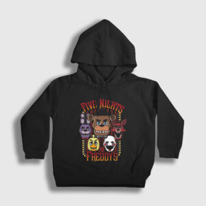 Faces Fnaf Five Nights At Freddy's Çocuk Kapşonlu Sweatshirt siyah