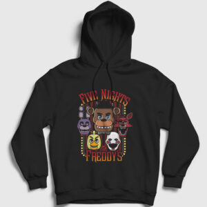 Faces Fnaf Five Nights At Freddy's Kapşonlu Sweatshirt siyah