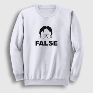 False Dwight Schrute Dizi The Office Sweatshirt beyaz