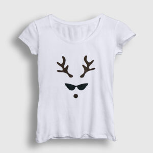 Female Deer Yılbaşı Kadın Tişört beyaz