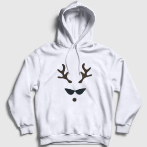 Female Deer Yılbaşı Kapşonlu Sweatshirt beyaz