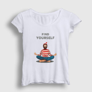 Find Yourself Waldo Meditasyon Yoga Kadın Tişört beyaz