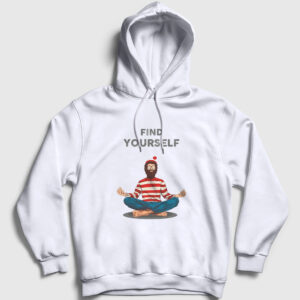 Find Yourself Waldo Meditasyon Yoga Kapşonlu Sweatshirt beyaz