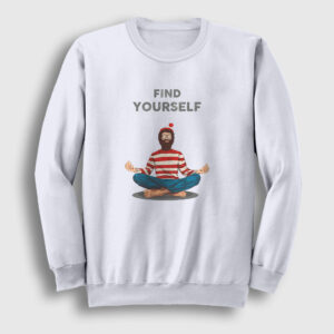 Find Yourself Waldo Meditasyon Yoga Sweatshirt beyaz