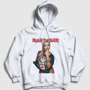 Finger Metal Müzik Iron Maiden Kapşonlu Sweatshirt beyaz