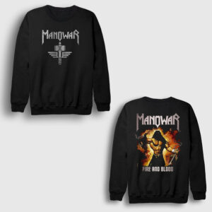 Fire And Blood Manowar Sırt Baskılı Sweatshirt siyah