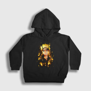 Fire Anime Naruto Çocuk Kapşonlu Sweatshirt siyah