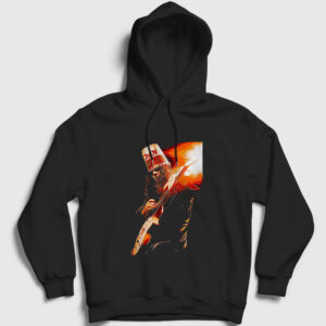 Fire Guitar Buckethead Kapşonlu Sweatshirt siyah