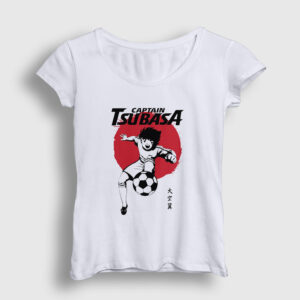 Flag Futbol Anime Kaptan Captain Tsubasa Kadın Tişört beyaz