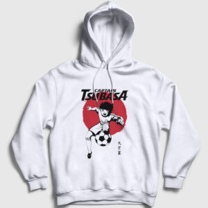 Flag Futbol Anime Kaptan Captain Tsubasa Kapşonlu Sweatshirt beyaz