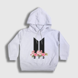 Flowers Bts Çocuk Kapşonlu Sweatshirt beyaz