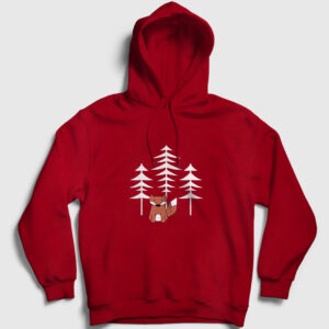 Forest Fox Tilki Kapşonlu Sweatshirt kırmızı