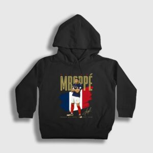 France Kylian Mbappe Futbol Soccer Çocuk Kapşonlu Sweatshirt Siyah