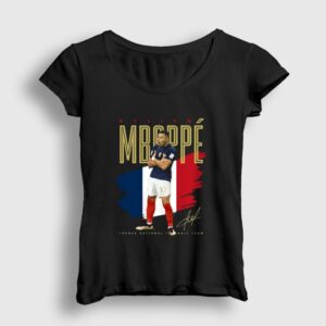 France Kylian Mbappe Futbol Soccer Kadın Tişört Siyah