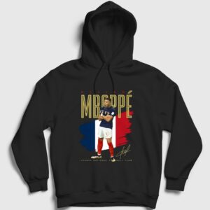 France Kylian Mbappe Futbol Soccer Kapşonlu Sweatshirt Siyah