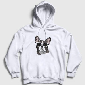 French Bulldog Köpek Kapşonlu Sweatshirt beyaz