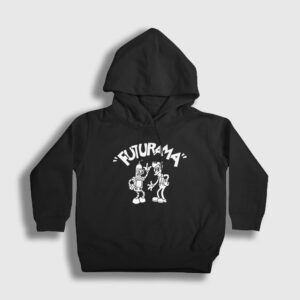 Fry And Bender Futurama Çocuk Kapşonlu Sweatshirt siyah