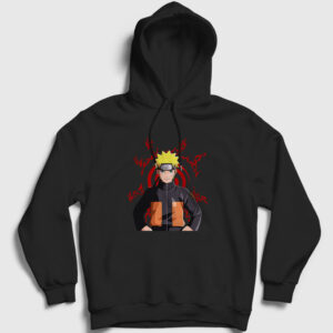 Fuinjutsu Anime Naruto Kapşonlu Sweatshirt siyah