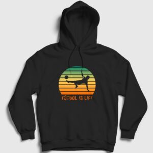 Futbol Is Life Spor Soccer Kapşonlu Sweatshirt Siyah